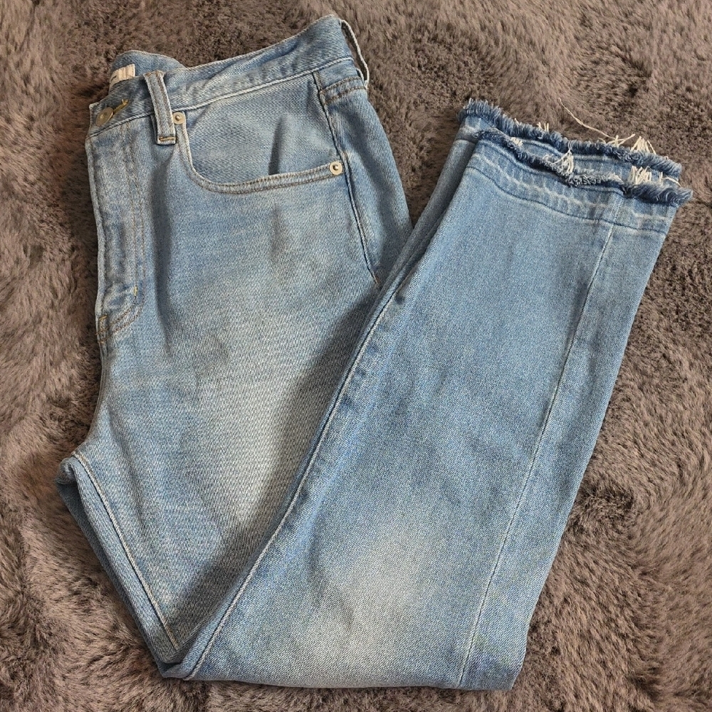 JS Light Blue Ankle Raw Hem 98 Cotton 2 Poly Jeans Size 38 8/10 See Measurements